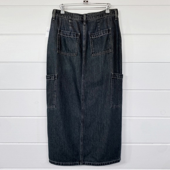 90s Cargo Pocket Column Denim Maxi Skirt‎ 16 Mid Rise Vtg Y2K Utility Streetwear - Picture 10 of 10